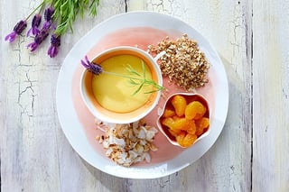 natreen receta crema de vainilla con mango y fruta de la pasion